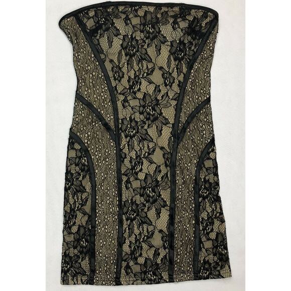 Forever 21 Dress Women Small Black Lace Bodycon Strapless Party Club Summer Sexy - Picture 1 of 12
